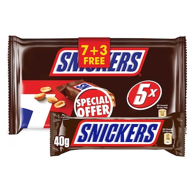 سنيكرز لوح شوكولاتة الأصلي 10 عبوات من 5 × 40 جرام