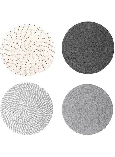 Duomama Set of 4 Farmhouse Style Heat Resistant Trivets for Hot Dishes and Pots - Kitchen Essentials for Countertops &amp; Table Protection - Stylish Pot Holders for Home Decor &amp; Safe Cooking