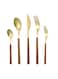 5-Piece Faux Wood Grain Handle Stainless Steel Flatware Cutlery Set For Home Office Restaurant