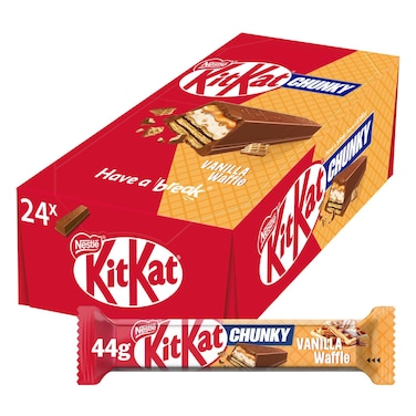 Nestle KitKat Chunky Vanilla Waffle Chocolate Wafer, 44g Pack of 24
