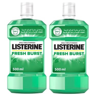 Listerine Daily Mouthwash Super Saver Pack, Fresh Burst, 500ml Pack of 2