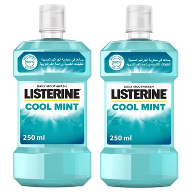 Listerine Daily Mouthwash Super Saver Pack, Cool Mint, 250ml Pack of 2