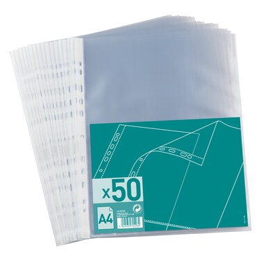 Oxford A4 Punch Pocket, 50 Pockets