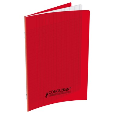 Conquerant Classique Polypro Seyes Red Laminated Cover Notebook, 96 Pages