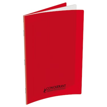 Conquerant Classique Seyes Red Laminated Cover A4 Notebook, 96 Pages