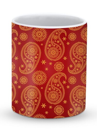 Premium Indian Bride Designer Mug Red/Yellow