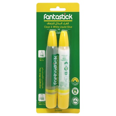 Fantastick Clear and White Liquid Glue, 35ml 2 PCS