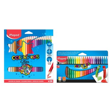 Maped Colour Pencil, 24 PCS with Crayons, 24 PCS