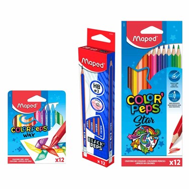 مابد أقلام تلوين  12 قطعة مع أقلام تلوين 12 قطعة وعلبة أقلام رصاص إتش بي، علبة واحدة