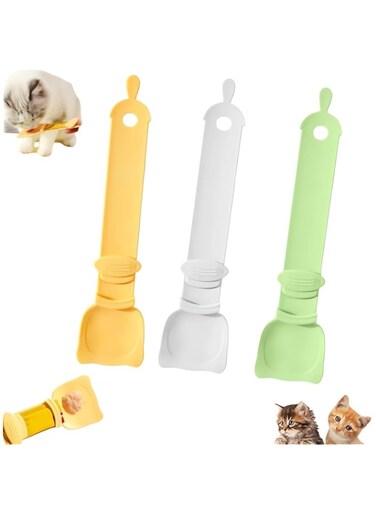 Generic Cat Strip Feeder, 3Pcs Colors Cat Stripe Squeeze Spoon, Cat Treat Feeding Spoon, Cat Food Spoon for Wet Food, Pet Feeder and Lickable Cat Food Dispenser (3pcs-Mix)