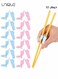 12 Piece Reusable Chopstick Helpers Training Chopsticks Connector Plastic Training Chopstick Helper For Adults Kids Beginner Trainers (Pink Blue)