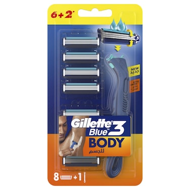 Gillette Blue 3 Body Razor, 8 Razor