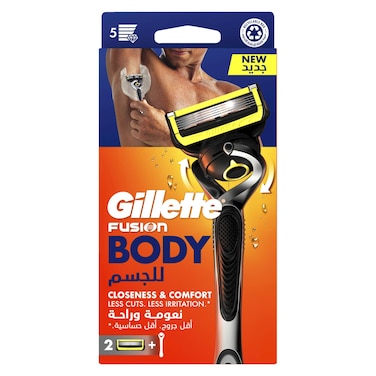 Gillette Fusion Body Razor Handle + 2 Cartridges