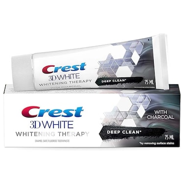 Crest 3D White Whitening Therapy Deep Clean Toothpaste with Charcoal 75ml, Pack of 2