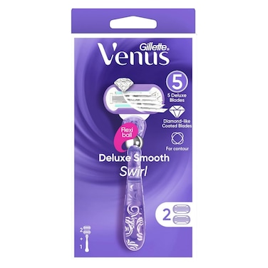 Gillette Venus Deluxe Smooth Swirl Razor Handle + 2 Cartridges