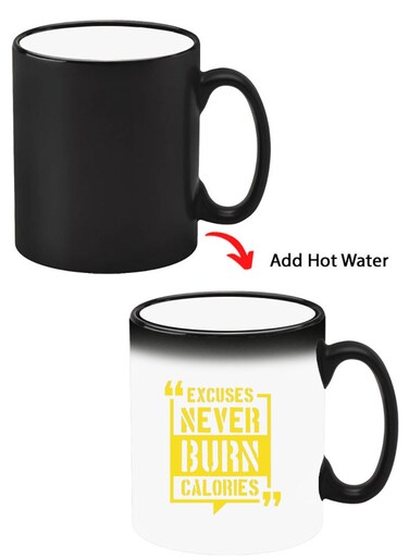 Color Changing Heat Sensitive Ceramic Mug, Image Revealed When HOT Liquid is Added! excuses never