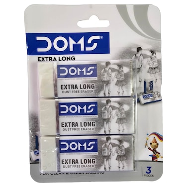 Doms Extra Long Dust Free Erasers Blister, 3 PCS