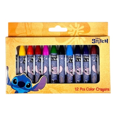 ديزني أقلام تلوين شمعية مطبوعة بنقشة ستيتش أووك 12 قطعة