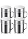 Romooa 4 Pieces Stainless Steel Dredges Bulk Spice Shaker Seasoning Pepper Bottles with Handles and Lids Powder Sugar Shaker Duster for Cooking Kitchen Baking Candy Spice Powder Sugar Popcorn(Middle)