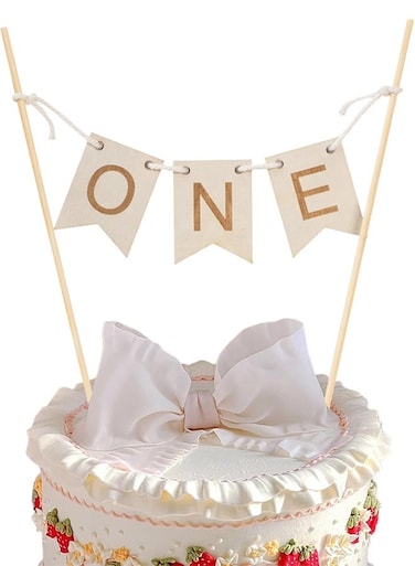 &acirc;&euro;&oelig;ONE&acirc;&euro; Birthday Cake Topper - 1st First Birthday Cake Bunting Banner