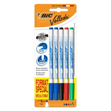 Bic Velledda Marker 1721, Assorted, 5 PCS