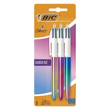 Bic 4 Colours Gradient Shine Ball Pen, 3 PCS
