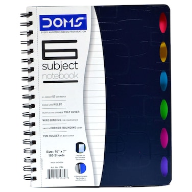 دومز B5 دفتر ملاحظات 6 مواد 1784 180 ورقة 10 × 7 بوصة