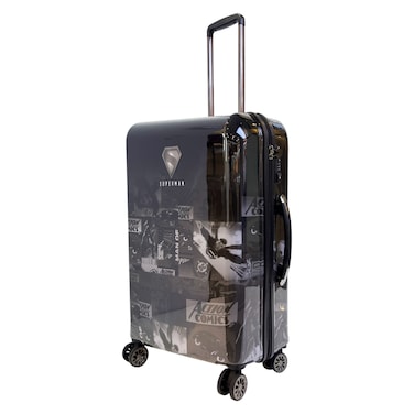 Superman 8 Wheel Luggage Hard Trolley, Large, Black, 75cm