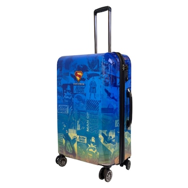 Superman 8 Wheel Luggage Hard Trolley, Medium, Blue, 65cm
