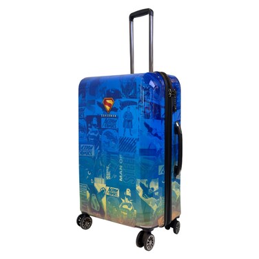 Superman 8 Wheel Luggage Hard Trolley, Large, Blue, 75cm