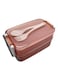 Lunch Box With Spoon and Fork 2 Compartment Pink 18x10x8cm