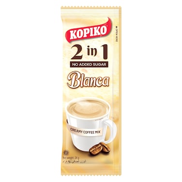 Kopiko 2-in-1 No Added Sugar Blanca Creamy Coffee Mix, 24g