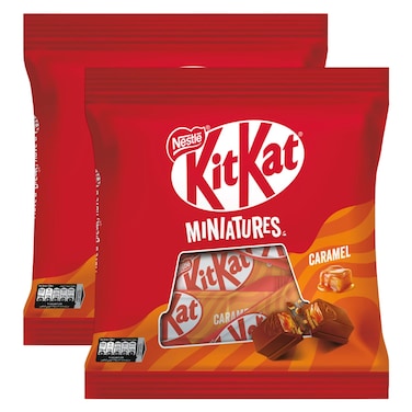 Nestle KitKat Miniatures Caramel Chocolate Coated Wafer, 99g Pack of 2