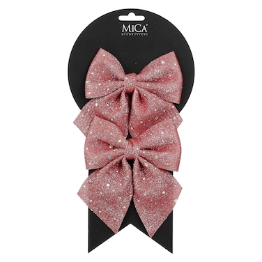 ميكا شريط زينة على شكل فيونكة، وردي، قطعتين