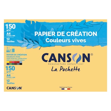 Canson A4 Pocket Coloured Drawing Paper, 12 Sheets, 150 g/m&sup2;