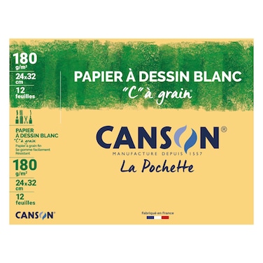 كانسون سي جرين ورق رسم في مغلف جيبي 12 ورقة، 180 غرام/م²، 24×32 سم