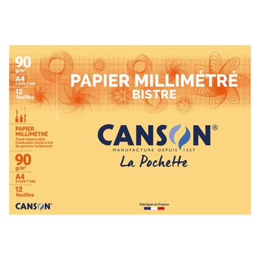 كانسون ورق رسم بياني في مغلف جيبي  بحجم آي 4، 12 ورقة، 90 غرام/م²