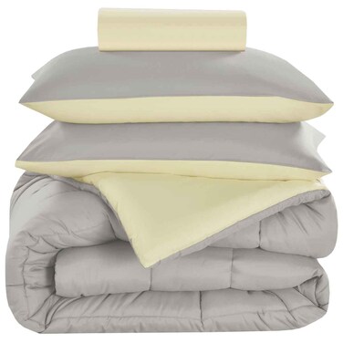 Valentini Comforter Set, Light Grey, 200x220cm