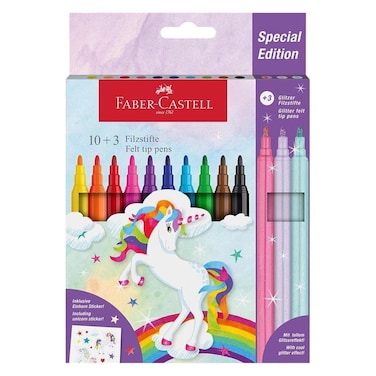 Faber-Castell Unicorn Printed Filzstifte Felt Tip Pens, 13 Pcs