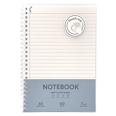 Soft Spiral Plastic Cover A5 Size Notebook, 60 Sheet