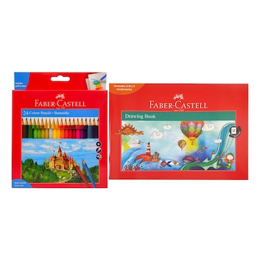 Faber-Castell Colour Pencil, 24 PCS with Drawing Book