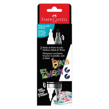 Faber-Castell Black Edition Shake and Paint Acrylic Markers, 2 PCS