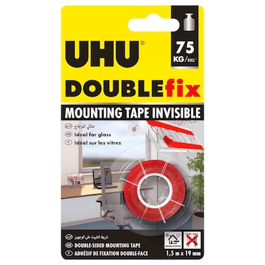 UHU Doublefix Invisible Double-Sided Mounting Tape, 1.5m x 19mm