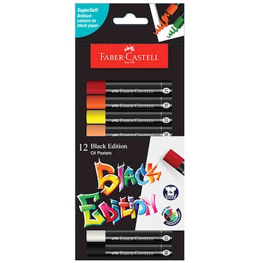 Faber-Castell Black Edition Oil Pastels Set, 12 Colours