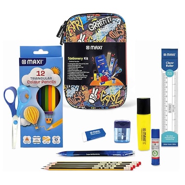 ماكسي طقم مقلمة  بسحاب مزدوج من مادة EVA، أسود