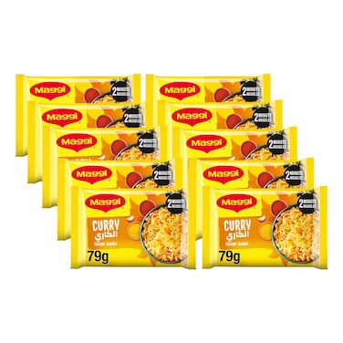Maggi Curry Flavour 2 Minute Noodles, 79g Pack of 10