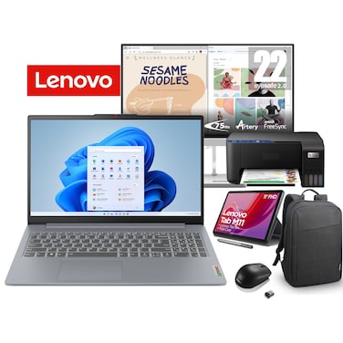 لينوفو أيديا باد سليم 3 15IRH10 حايوب محمول بمعالج إنتل كور i5-13420H، رام 16 سعة غيغابايت، أس أس دي سعة 512 غيغابايت، شاشة 15.3 بوصة  WUXGA IPS، بطاقة رسومات إنتل  يو أش دي، نظام التشغيل ويندوز 11 هوم، لون رمادي، 83K100GDAX مع حزمة