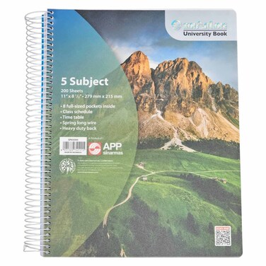 Sinar Line 5 Subject Notebook, 200 Sheet, 11x8.5inch