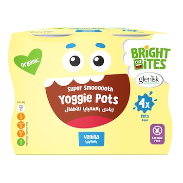 Bright Bites Super Smooth Yoggie Pots, Vanilla, 90g Pack of 4