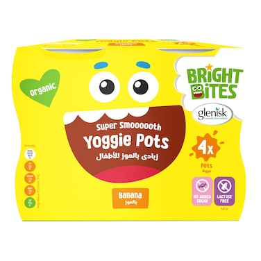 Bright Bites Super Smooth Yoggie Pots, Banana, 90g Pack of 4